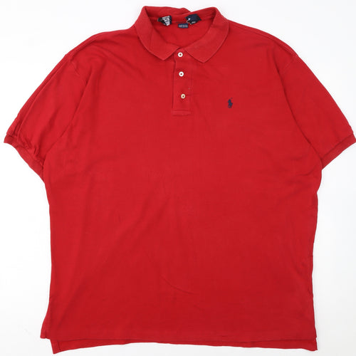 Ralph Lauren Men's Red Cotton Short Sleeve Polo Shirt XL