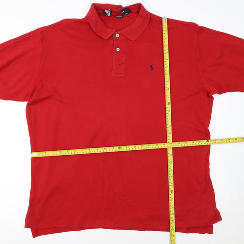 Ralph Lauren Men's Red Cotton Short Sleeve Polo Shirt XL