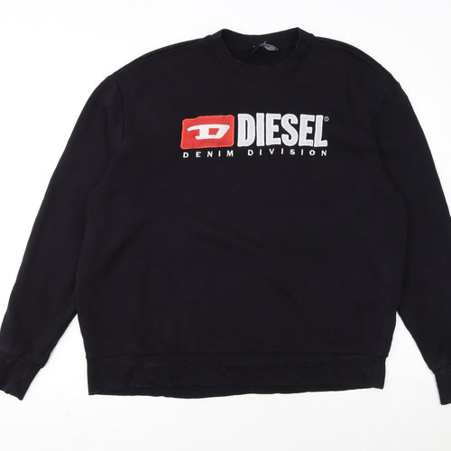 Diesel Mens Black XL Crew Neck Graphic Sweatshirt Fleece Cotton