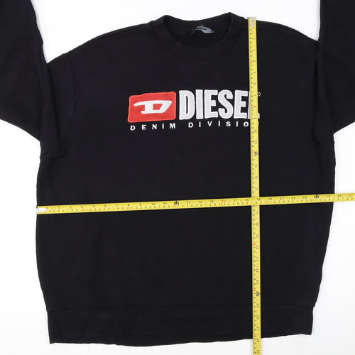 Diesel Mens Black XL Crew Neck Graphic Sweatshirt Fleece Cotton