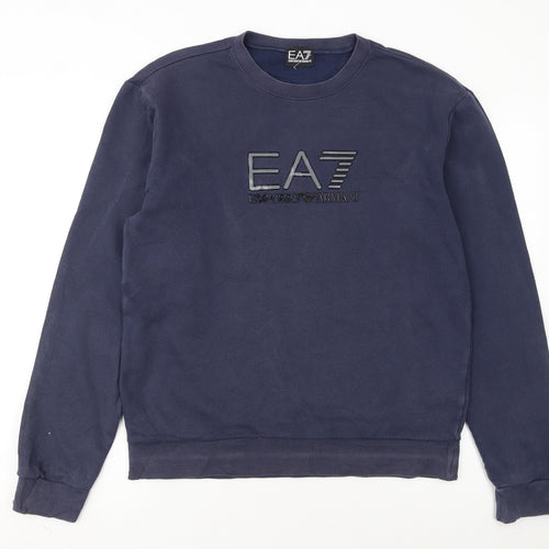 Emporio Armani EA7 Men's Blue Regular Fit Logo Sweatshirt M