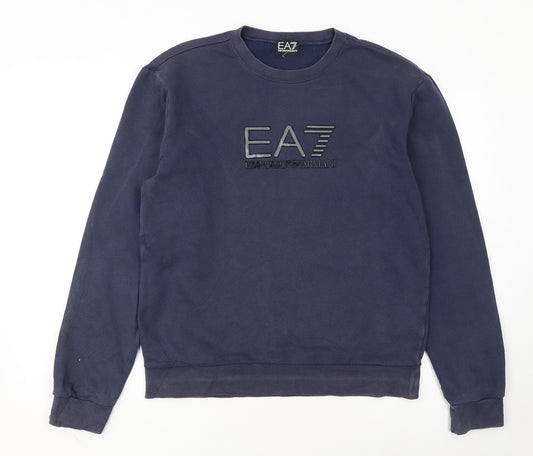Emporio Armani EA7 Men's Blue Regular Fit Logo Sweatshirt M