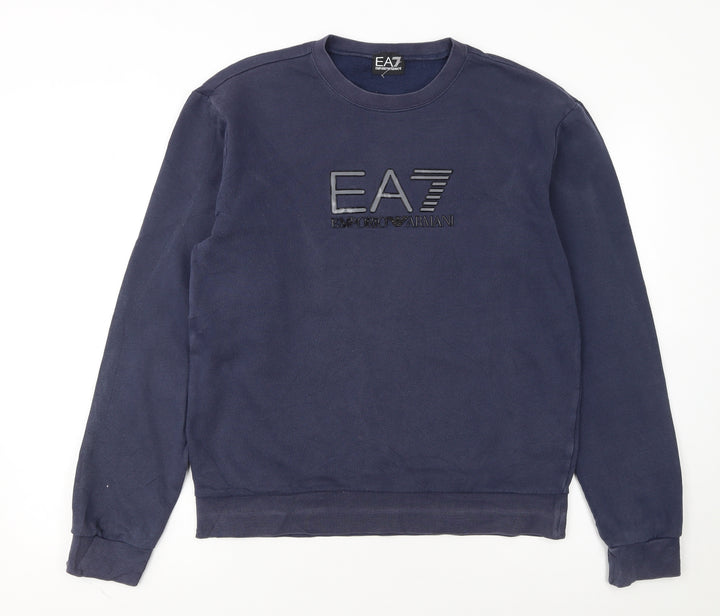 Emporio Armani EA7 Men's Blue Regular Fit Logo Sweatshirt M