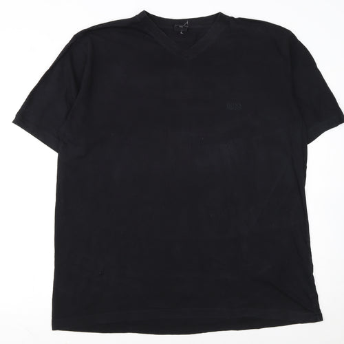 Hugo Boss Men's Black 2XL V-Neck Cotton T-Shirt