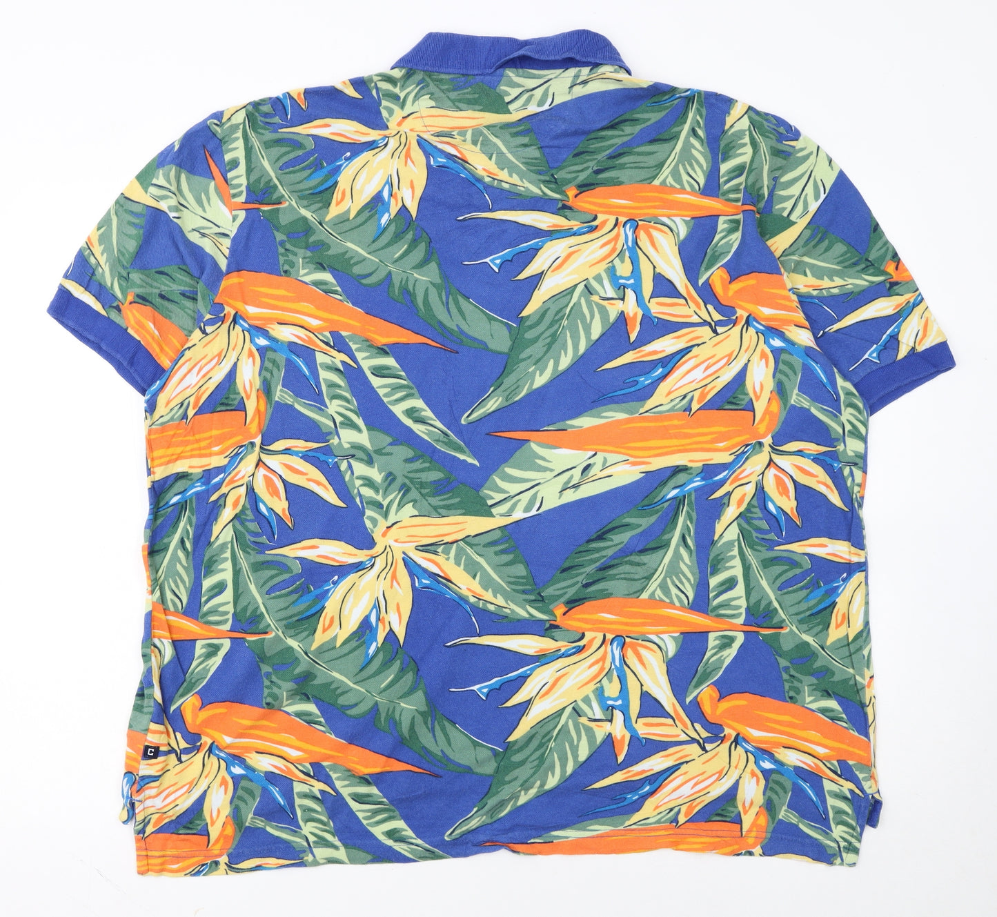 Chaps Men's Blue Hawaiian Floral Cotton Polo Shirt XL