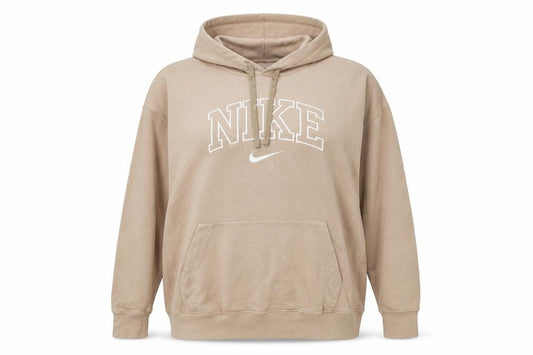 Front view of Nike women’s beige pullover hoodie xl cotton standard fit