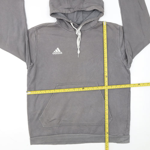 Adidas Men's Grey Pullover Hoodie L Hooded Sweatshirt Graphic Logo