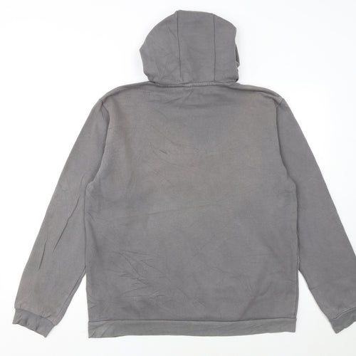 Adidas Men's Grey Pullover Hoodie L Hooded Sweatshirt Graphic Logo