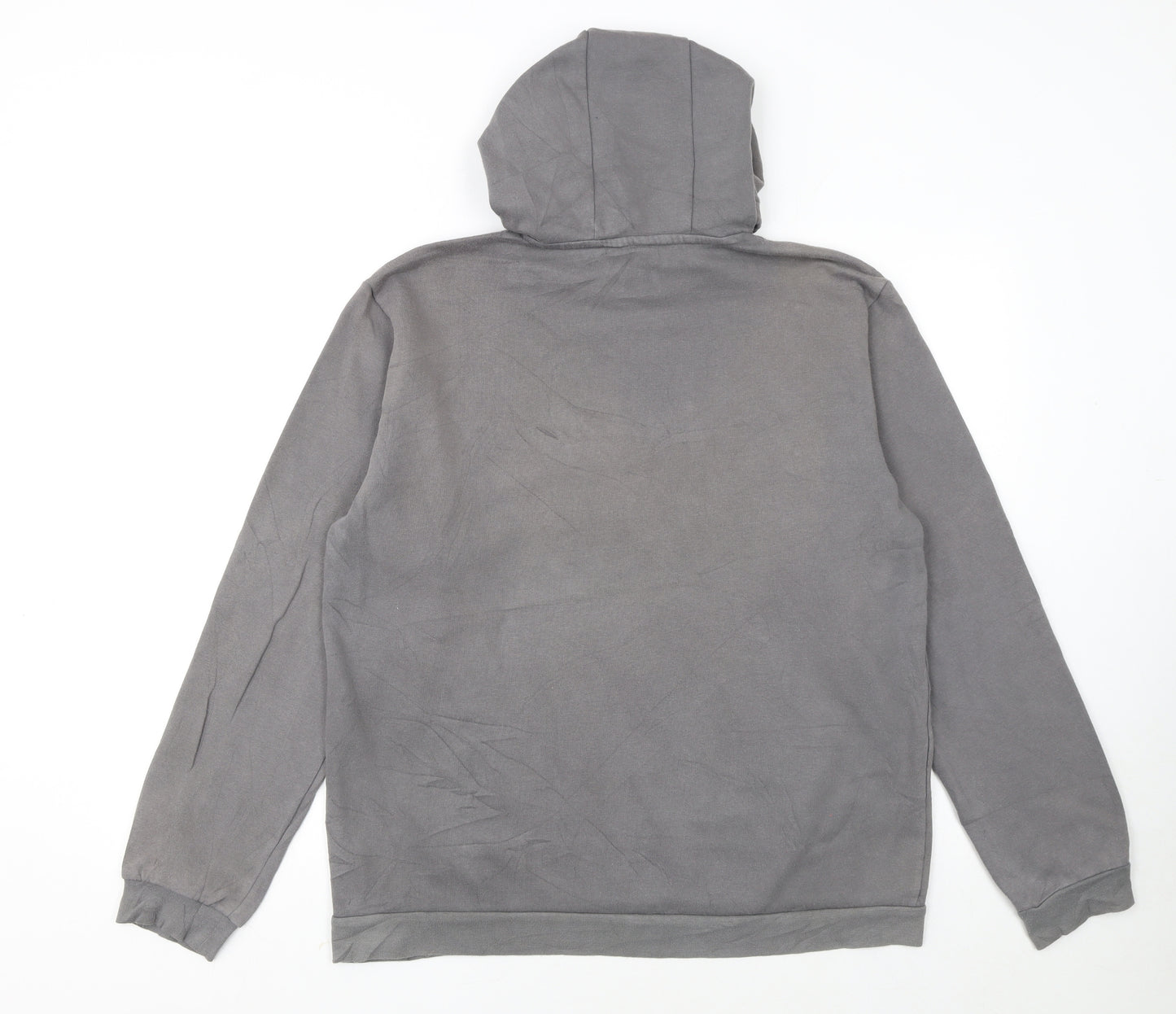 Adidas Men's Grey Pullover Hoodie L Hooded Sweatshirt Graphic Logo