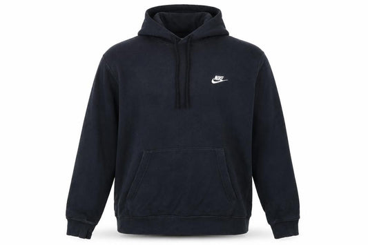Front view of Nike Men's Black Pullover Hoodie L Sports Fleece Sweatshirt