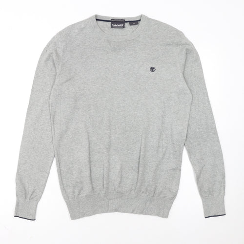 Timberland Men's Grey Cotton Crew Neck Pullover Jumper Size S