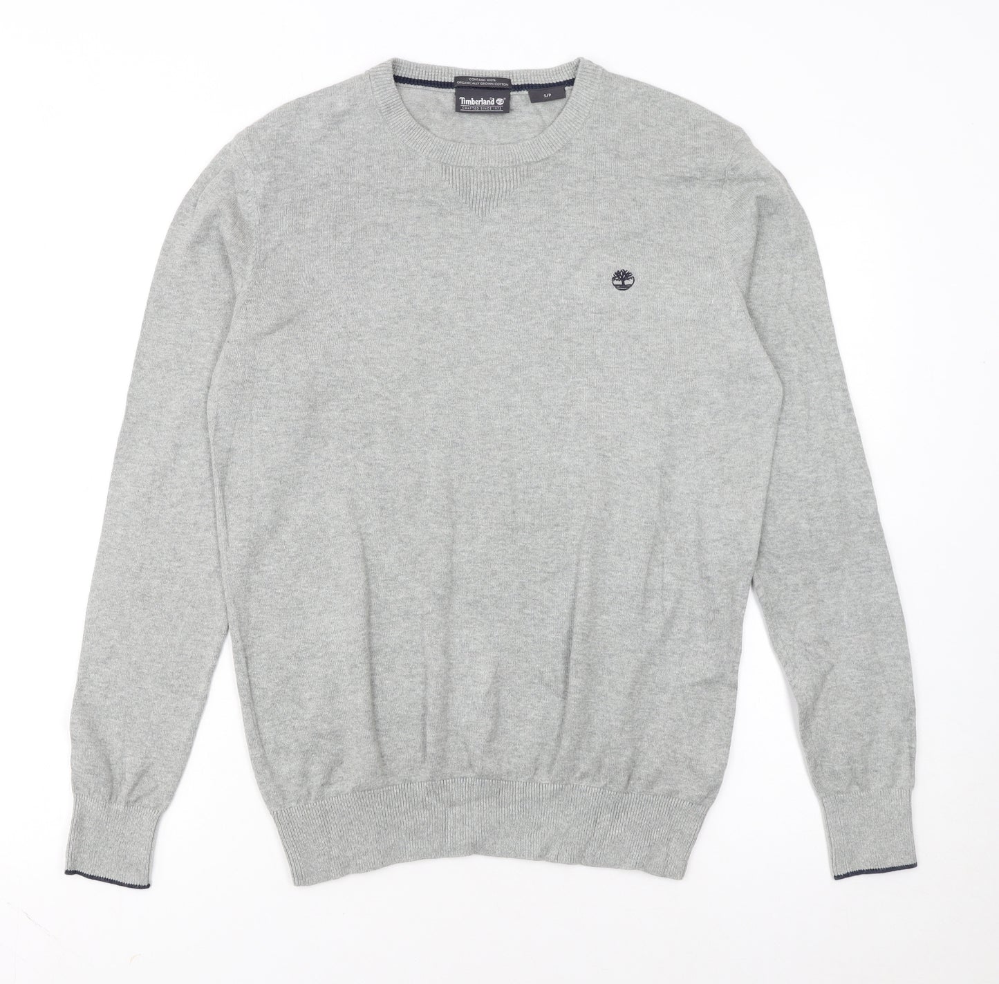 Timberland Men's Grey Cotton Crew Neck Pullover Jumper Size S
