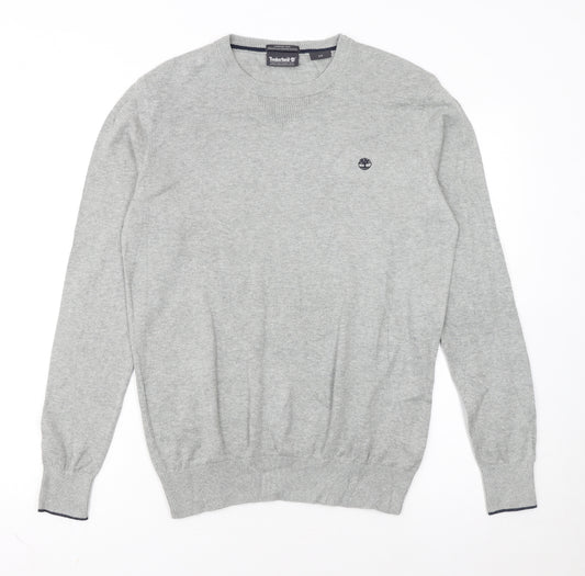 Timberland Men's Grey Cotton Crew Neck Pullover Jumper Size S