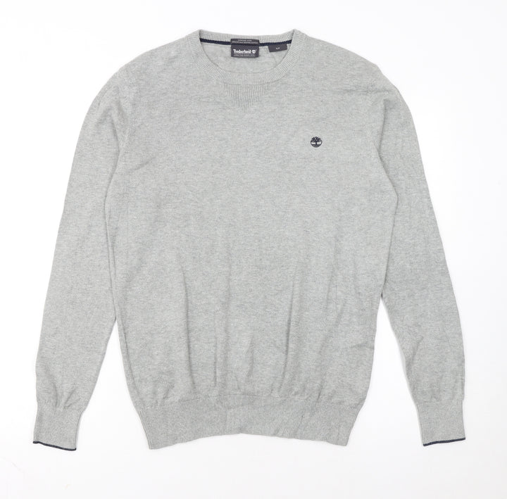 Timberland Men's Grey Cotton Crew Neck Pullover Jumper Size S