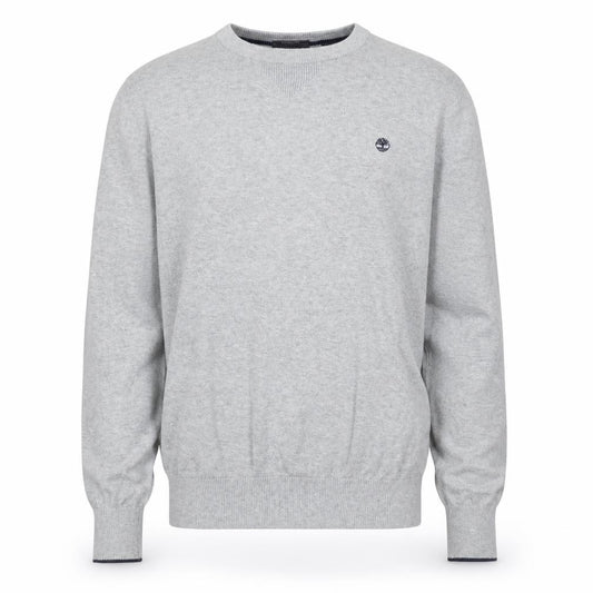 Front view of Timberland Men's Grey Cotton Crew Neck jumper, size S