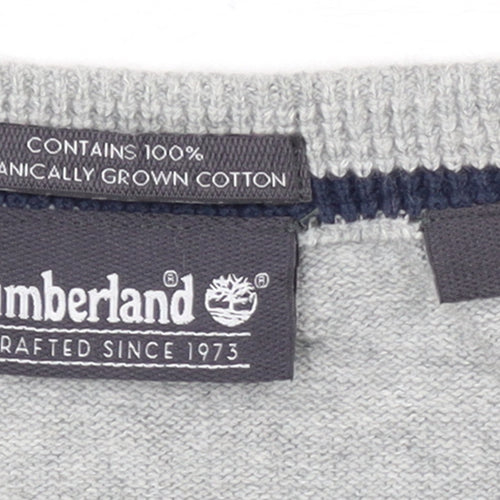 Timberland Men's Grey Cotton Crew Neck Pullover Jumper Size S