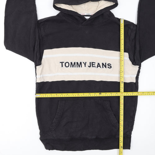 Tommy Jeans Men's Black S Pullover Hoodie with Logo Embroidery