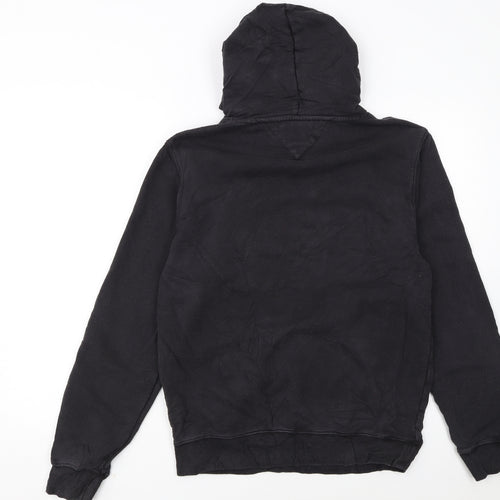 Tommy Jeans Men's Black S Pullover Hoodie with Logo Embroidery