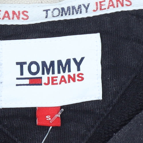 Tommy Jeans Men's Black S Pullover Hoodie with Logo Embroidery