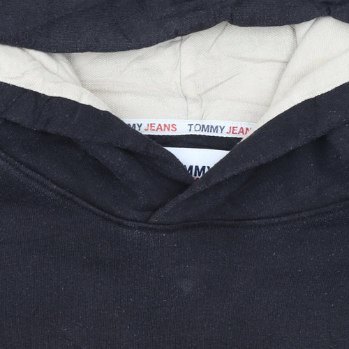 Tommy Jeans Men's Black S Pullover Hoodie with Logo Embroidery
