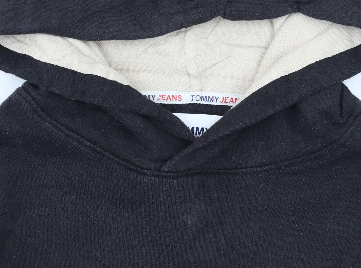 Tommy Jeans Men's Black S Pullover Hoodie with Logo Embroidery