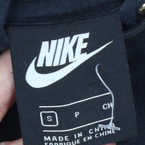 Nike Womens Black Full Zip Hoodie Small Cotton Blend Logo Print