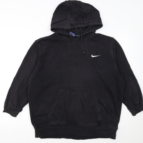 Nike Women Black Pullover Hoodie L Cotton Blend Casual Sweatshirt