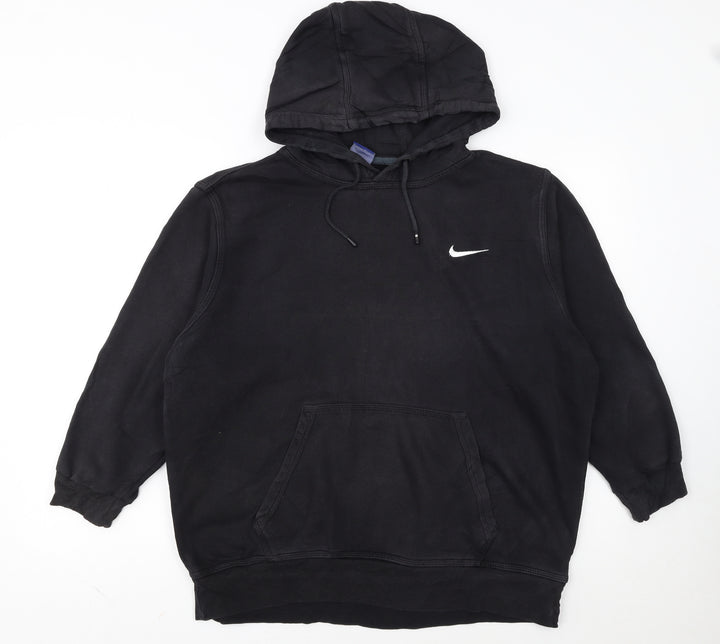 Nike Women Black Pullover Hoodie L Cotton Blend Casual Sweatshirt