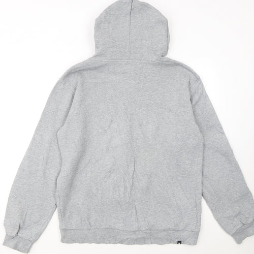 DC Men’s Grey Full Zip Hoodie Small Logo Fleece Skate Streetwear