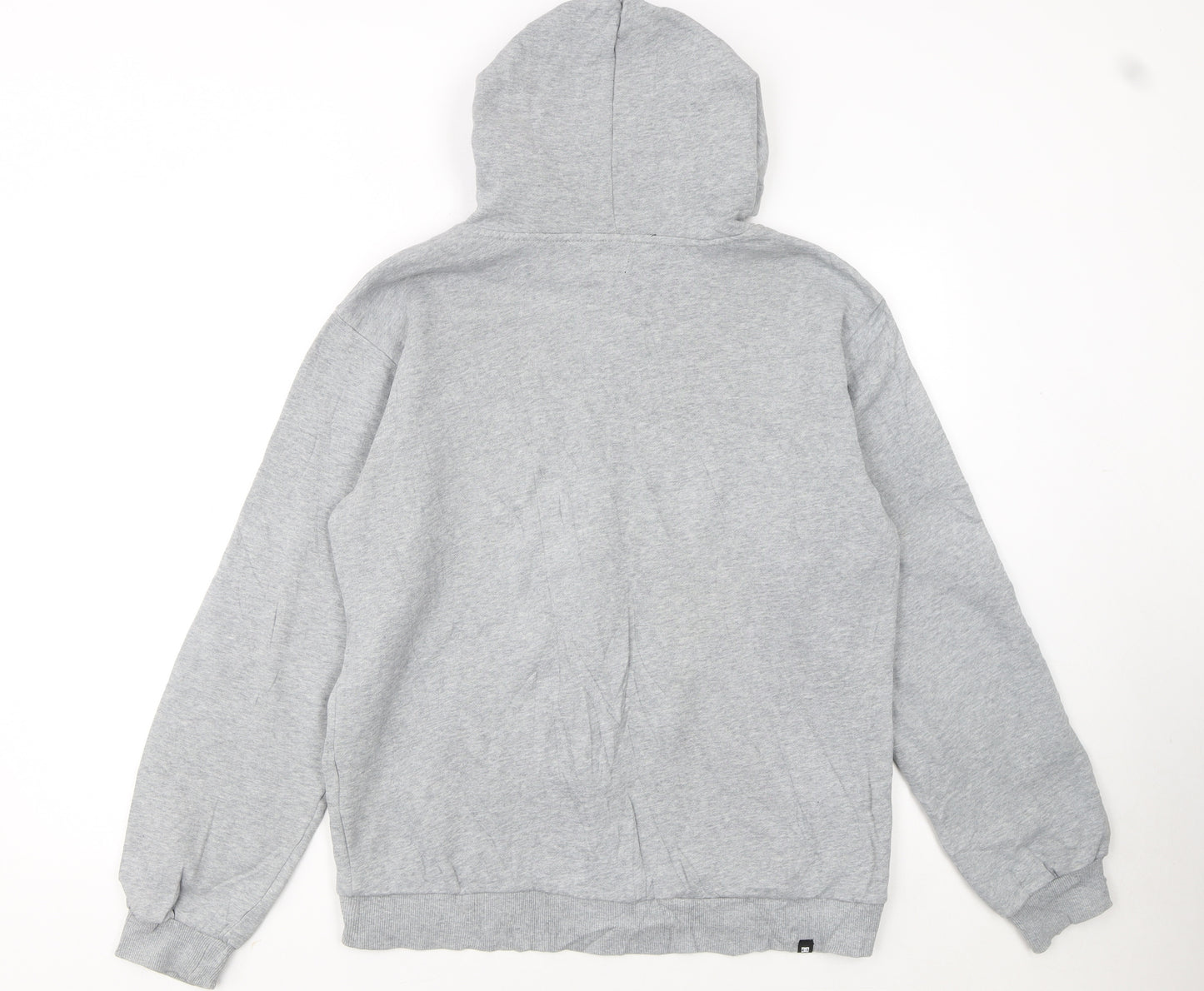 DC Men’s Grey Full Zip Hoodie Small Logo Fleece Skate Streetwear