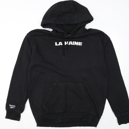 Reebok Mens Black M Pullover Hoodie LA HAINE Graphic Sports Style