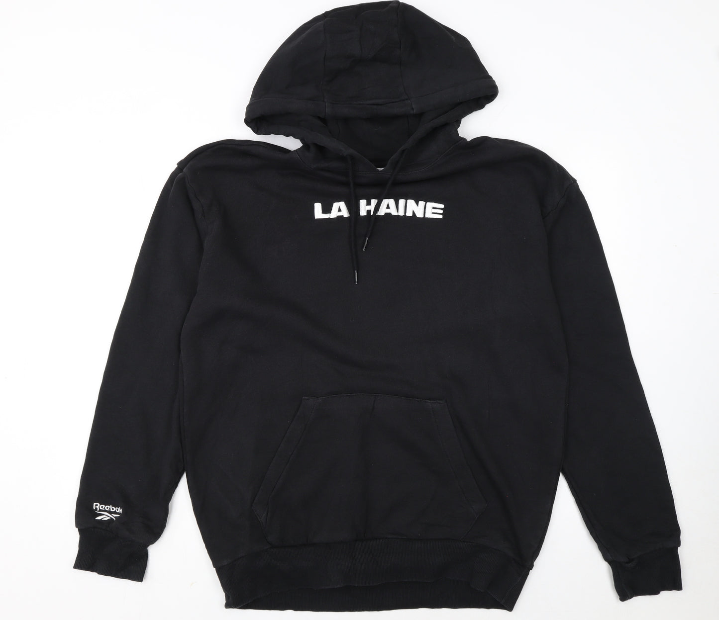 Reebok Mens Black M Pullover Hoodie LA HAINE Graphic Sports Style