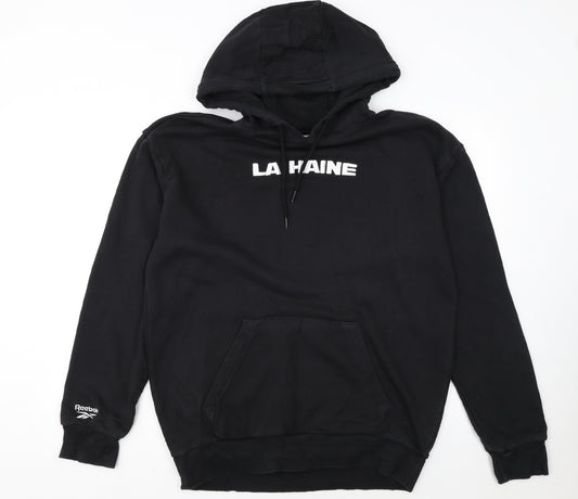 Reebok Mens Black M Pullover Hoodie LA HAINE Graphic Sports Style