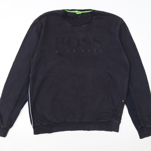 Hugo Boss Mens Black XL Crew Neck Pullover Sweatshirt Modern Fit