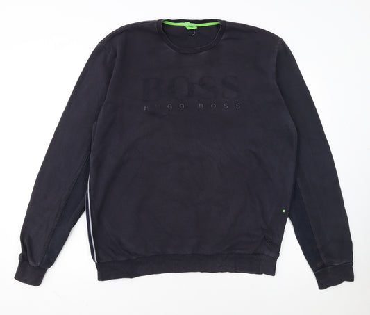 Hugo Boss Mens Black XL Crew Neck Pullover Sweatshirt Modern Fit