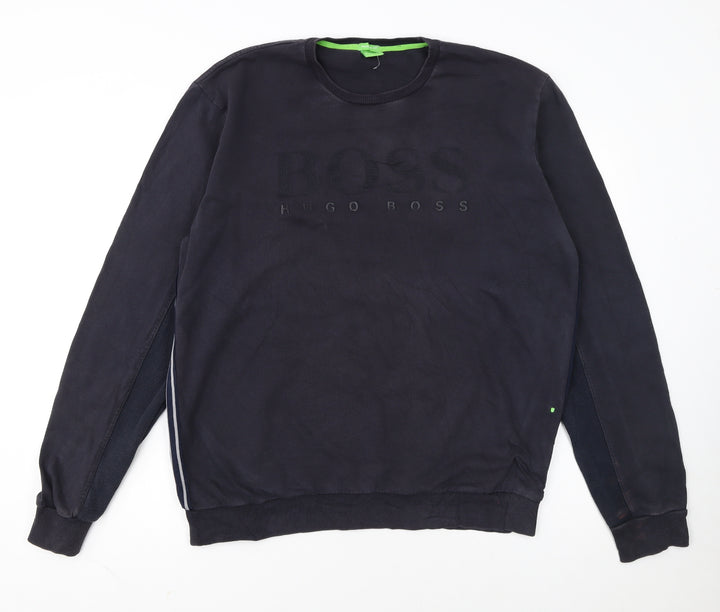 Hugo Boss Mens Black XL Crew Neck Pullover Sweatshirt Modern Fit