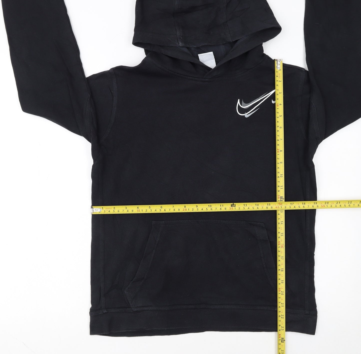 Nike Boys Black XL Pullover Hoodie with Logo Graphic Print