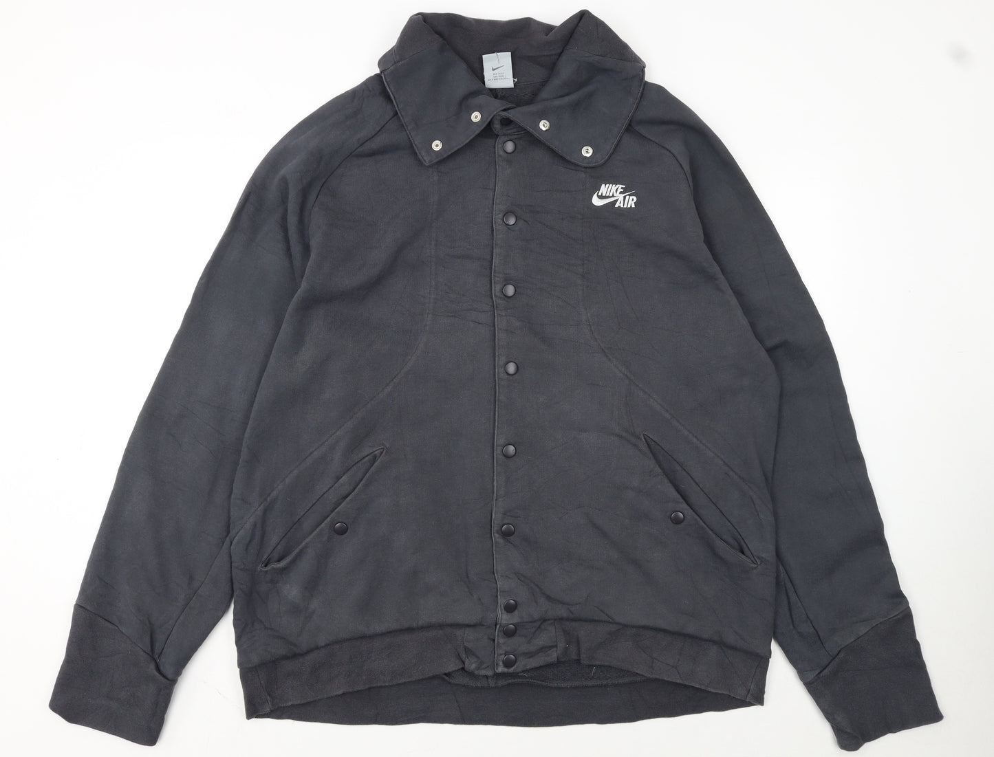 Nike Mens Black XL Basic Jacket Cotton Snap Wind-Resistant