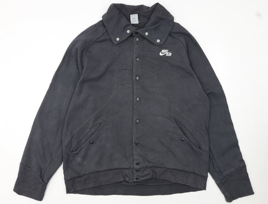 Nike Mens Black XL Basic Jacket Cotton Snap Wind-Resistant