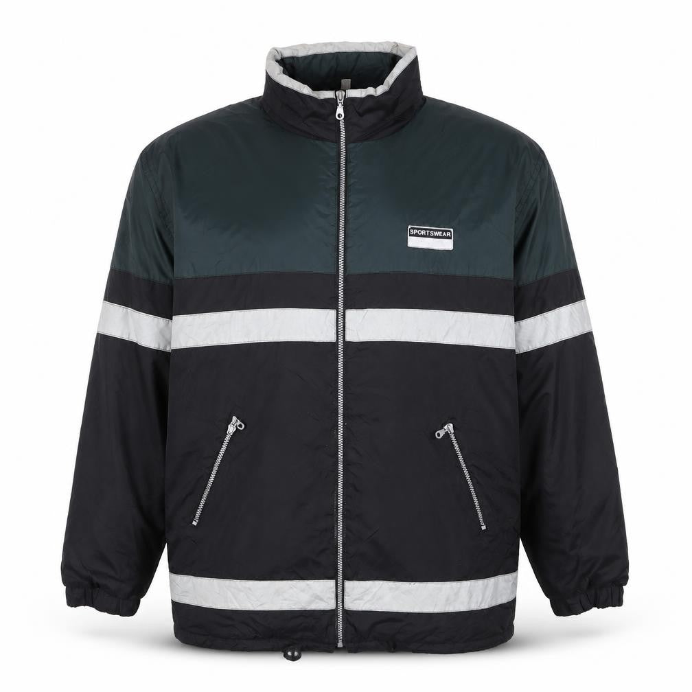 Front view of John Baner Men's Black Windbreaker Jacket, size 40, Regular Fit Outdoor