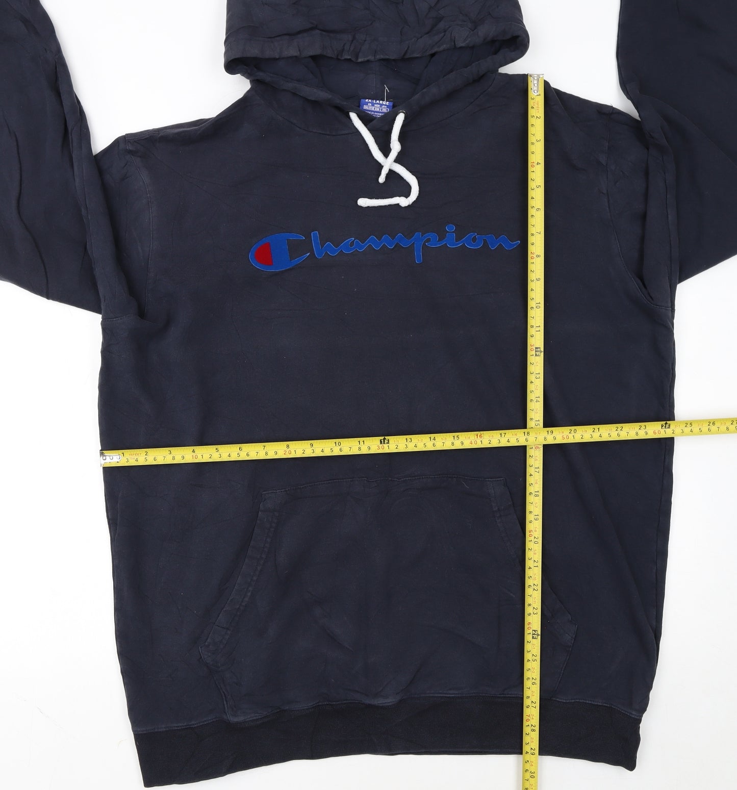 Champion Men’s Blue 2XL Pullover Hoodie Fleece Logo Sweatshirt
