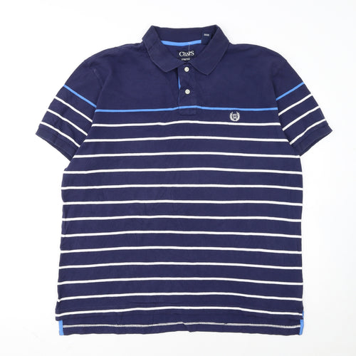 Chaps Men's Blue Striped Stretch Polo Shirt XL
