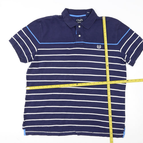Chaps Men's Blue Striped Stretch Polo Shirt XL