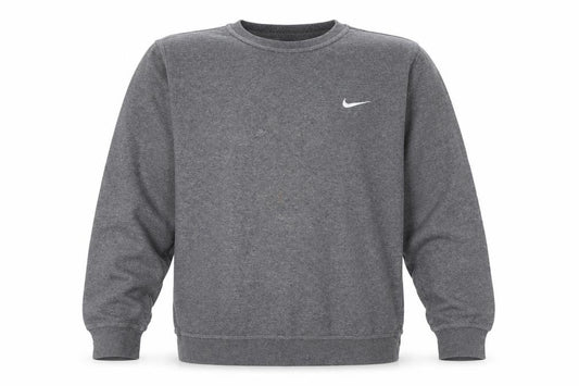 Front view of Nike Men's Grey Crew Neck Fleece Sweatshirt M Regular Fit