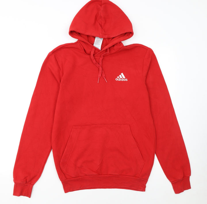 Adidas Men Red Pullover Hoodie Small Regular Fit Sports Fleece