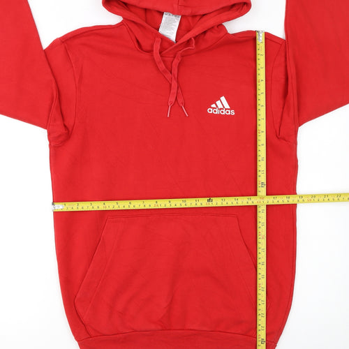 Adidas Men Red Pullover Hoodie Small Regular Fit Sports Fleece