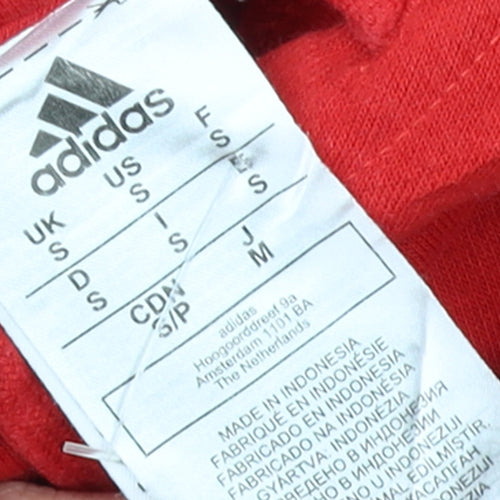 Adidas Men Red Pullover Hoodie Small Regular Fit Sports Fleece