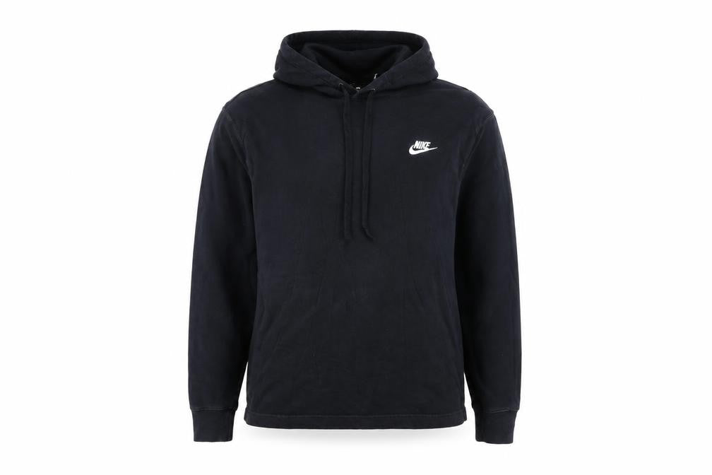 Front view of Nike Women’s Black Pullover Hoodie Medium 100% Cotton Logo Detail