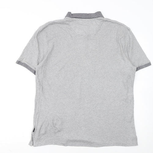 Calvin Klein Men’s Grey Striped Liquid Touch Polo Shirt Size M