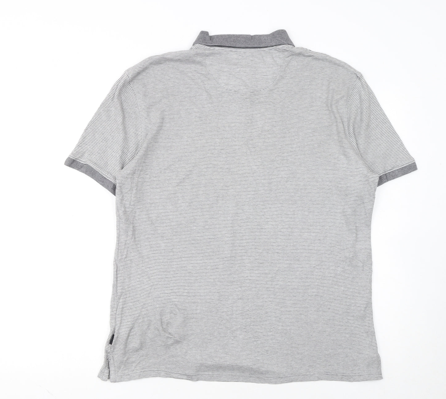 Calvin Klein Men’s Grey Striped Liquid Touch Polo Shirt Size M
